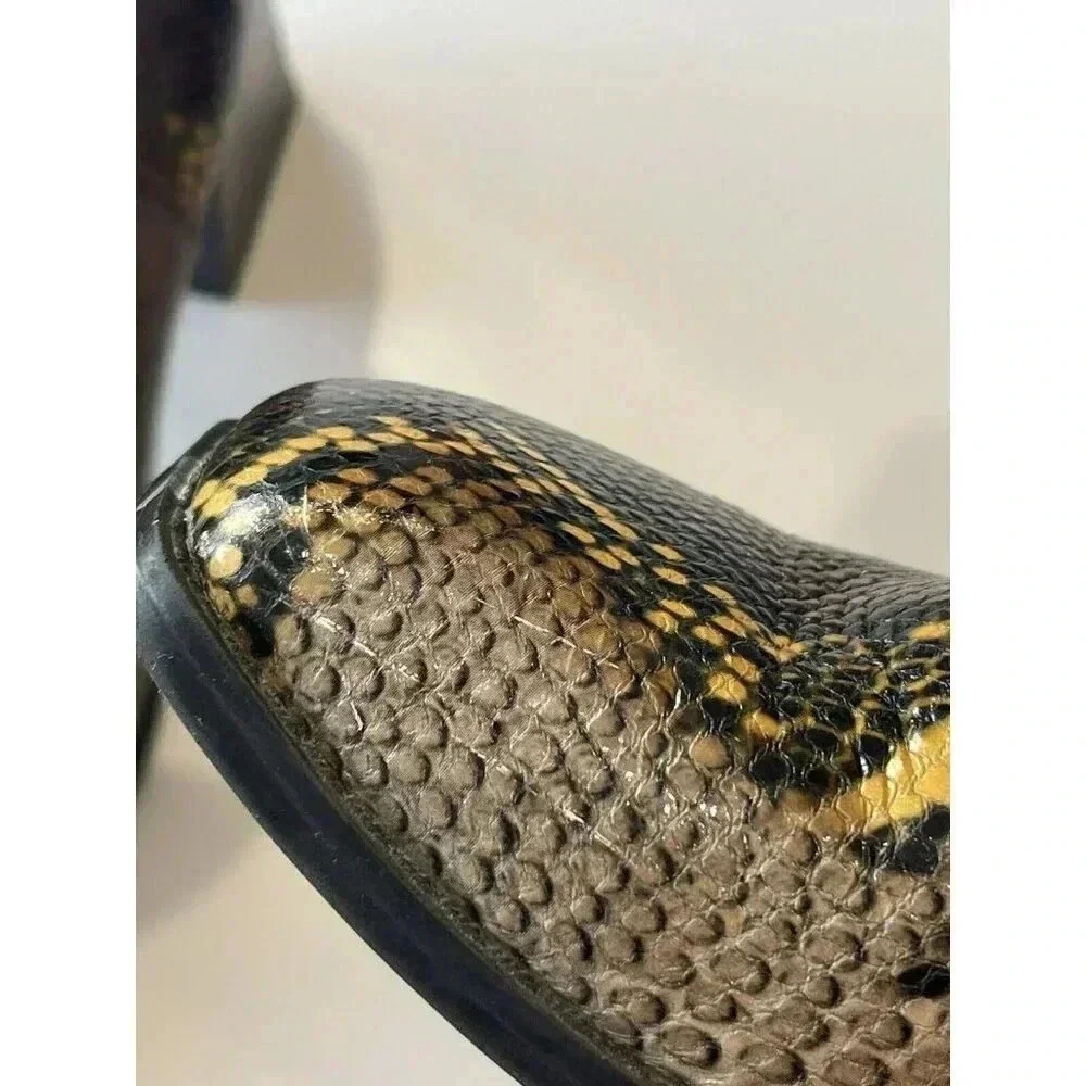 Franco Sarto Size 7M Generous Leather Snake Print Block women Heel Bootie